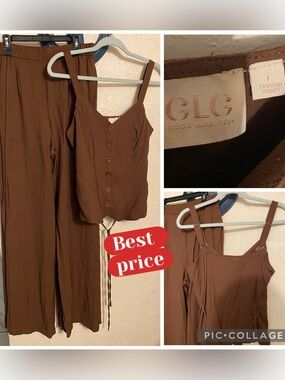 Chocolate Brown Women's set Knit Pants & Vest Set Size 6